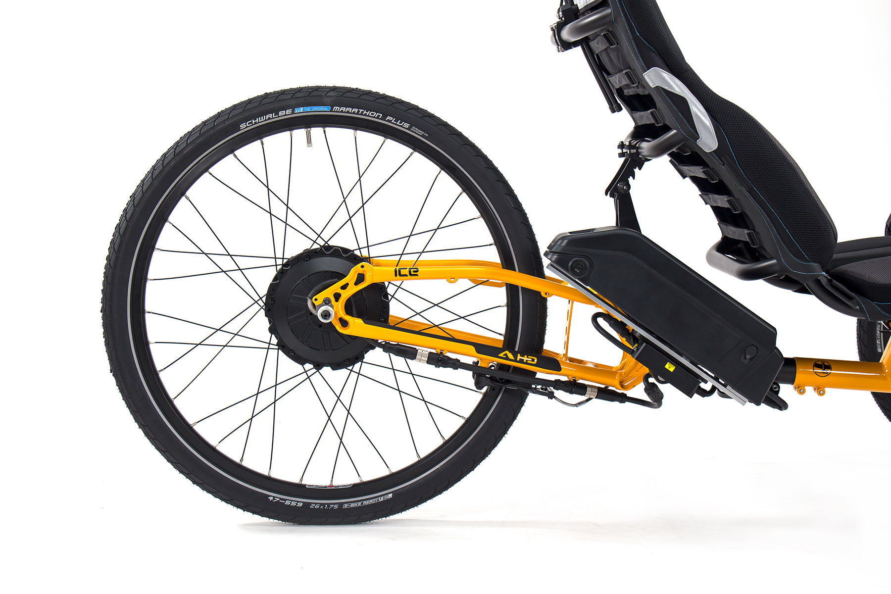 ICE Adventure HD mit PERS Elektroantrieb - Ansicht des Hinterbaus mit Akku